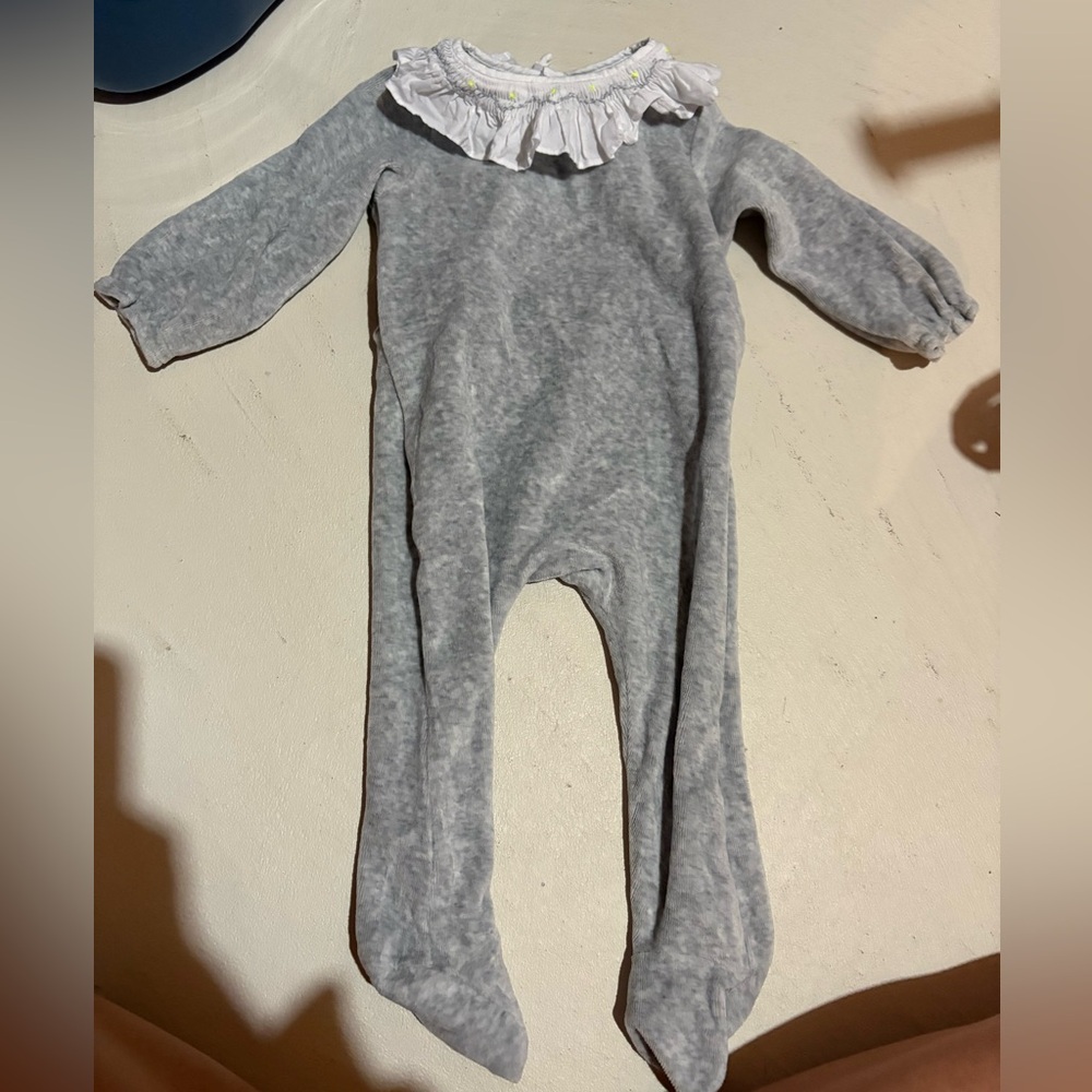 Jacadi Paris - Grey Kids One Piece with Ruffled Collar - 12M